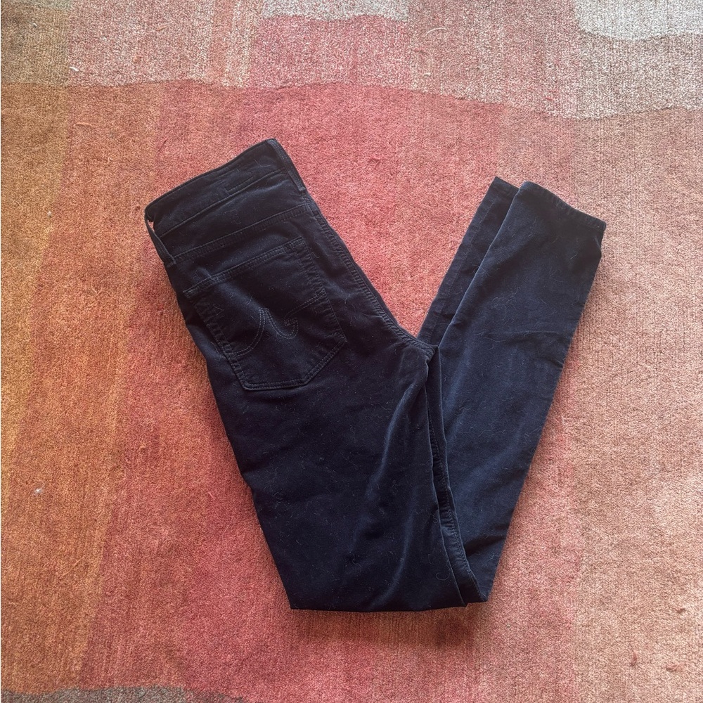 New - AG 'Farrah Skinny High-Rise Skinny' Velvet Pants - Black - Sz 26R